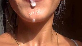 Big Booty Brunette Nysdel Sucks Stepbrother's Huge Cock in Homemade Clip