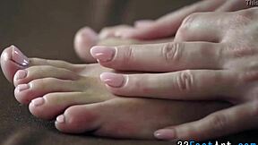 Horny babe enjoys fucking with feet and oral play