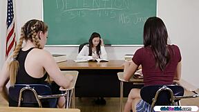 Naughty 18Yo Students Facesit Teacher In Detention Fun