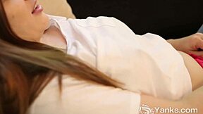 Yanks Cutie Amber Leigh Fingers Her Pussy to Wild Orgasm