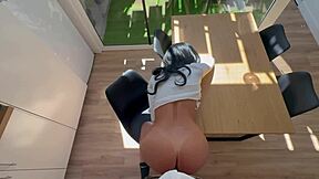 he cant resist my bouncing round ass in doggy rough sex on table