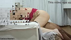 the hot brunette neighbor pretends to be a saint while getting fucked by a big cock