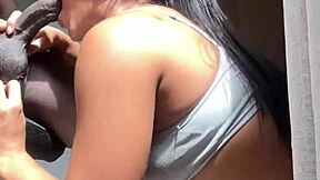 Big Booty Brunette Nysdel Sucks Stepbrother's Huge Cock in Homemade Clip