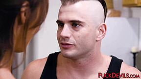 This Asian babe enjoys a hard pounding after blowing a well-hung man.