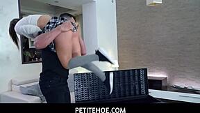 Small foot fetish teen gets her ass fucked by her stepfather's big cock