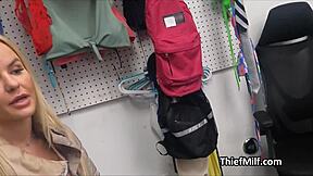 fit big tit blonde milf gets busted undressing in the office