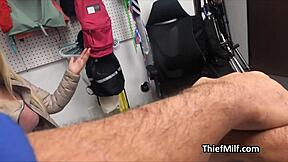 fit big tit blonde milf gets busted undressing in the office