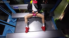 Latina tranny exposes cock on cablebus