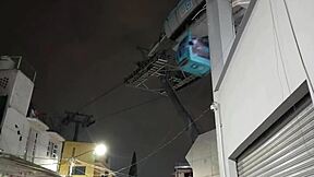 Latina tranny exposes cock on cablebus