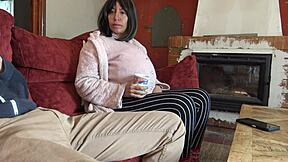 Pregnant stepmother explores virgin stepson's cock with gentle touch