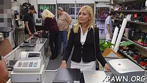 naughty beauty says, 'pay me cash for sex in the shop.'