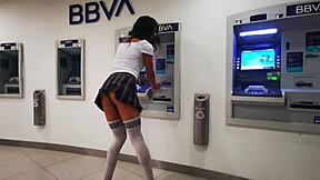 Latina tranny exposes cock on cablebus