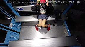 Latina tranny exposes cock on cablebus