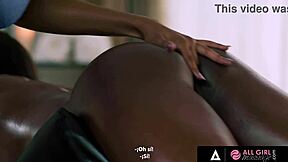 Bold Lesbian Threesome: Oiled Babes Finger Bubble Butts In Massage