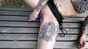 lucy ravenblood smoking and diloing her pussy in a public park