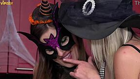 spooky piss puddle with girls kissing and muff diving 😈