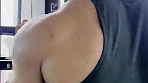 sexy tattooed bodybuilder does light leg training for the first time