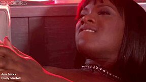 Intense Interracial Lesbian Strippers Cindy and Ana Rip Clothes Off. They Perform Striptease.