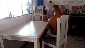 Latina fucks big black cock in kitchen while cuckold cleans 😏