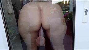 homemade dildo play by the window for pleasure