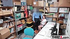 Burglar Chooses Blowjob Over Cops In Office!