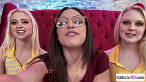 My petite blonde lesbian BFFs always make me squirt in 3some