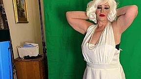 Granny Norma Jean gives close-up deepthroat blowjob in costume