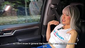 Hot Latina gets multiple orgasms in public car sex