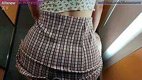 Public elevator blowjob with Latina couple ends in huge facial