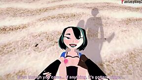 I'm Gwen having sex on the beach in this 3D fantasy.