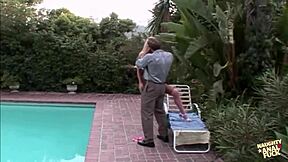 husband and blonde in outdoor encounter