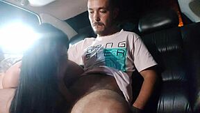 hot wife gags on cuckold while big uber driver pounds her ass