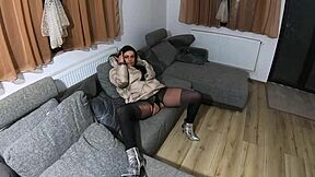 Play With Cum On My Soft Nylon Lingerie And Down-Jackets In Taboo Mommy Facial Session