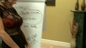 Slutty brunette MILF seduces her student and gives him a deep blow job
