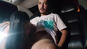 hot wife gags on cuckold while big uber driver pounds her ass