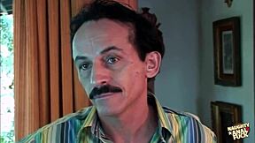 husband and blonde in outdoor encounter