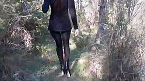 check out my long legs in pantyhose and sexy heels