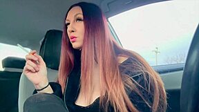 Italian Milf Artemisia Love Smokes Cigarette in Car While Flashing Big Nipples