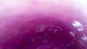 Hollow glass dildo in pussy, she moans, came so hard.