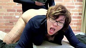 She can't talk and fuck at the same time with pierced nipples in bent over and missionary positions backstage