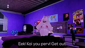 Misos rude awakening turns into a nasty blowjob in Roblox tale