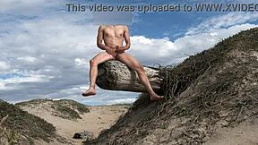 Teasing cock at public beach, cumming in open plaza. Dare to watch?