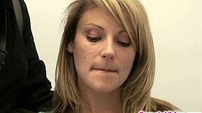 Blonde babe fingers lesbian milf officer