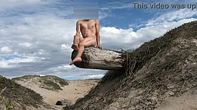 Teasing cock at public beach, cumming in open plaza. Dare to watch?