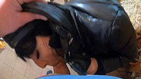 milfycalla covered in cum on black leather leggings, love filming it