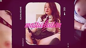 brunette guides you to wank in her nightie