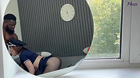 Naughty Cop's Shaved Pussy Creampied After Footjob and Licking