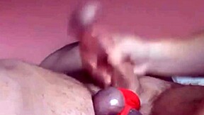 Teen girl rubs her shaved pussy while guy jerks off in reality