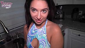 Hardworking babysitter Seth engages in a quickie with sexy Kiana Kumani, leading to creampie in missionary.