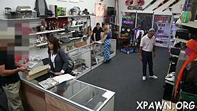 sex in shop is happening with ball licking slut blowjob cock sucking rough fucking